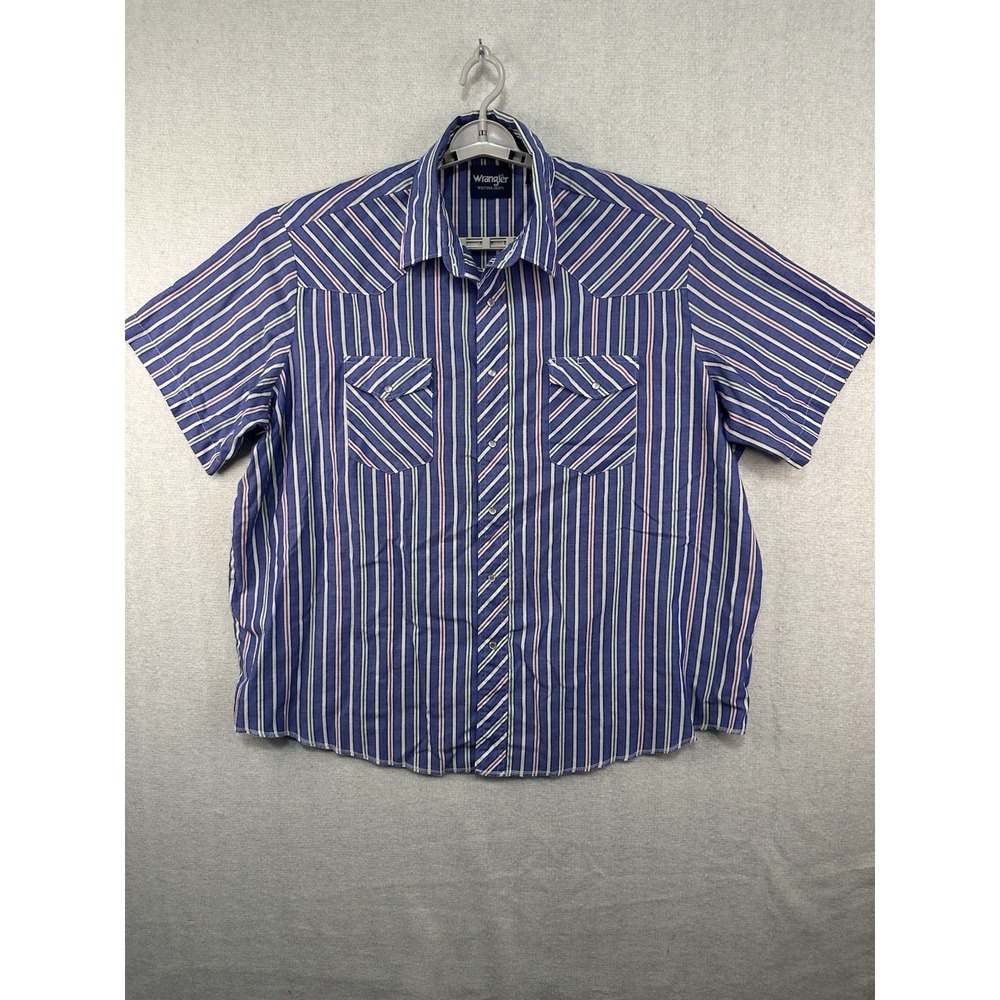 Wrangler Pearl Snap‎ Western Shirt Men's Striped 2XL